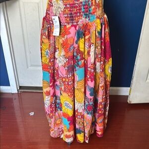 Jackpot Pink and Orange Smocked Maxi Skirt